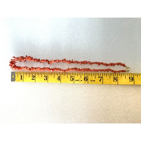 Red Coral Natural Branch Beaded Necklace And Earings Vintage - Picture 4 of 4